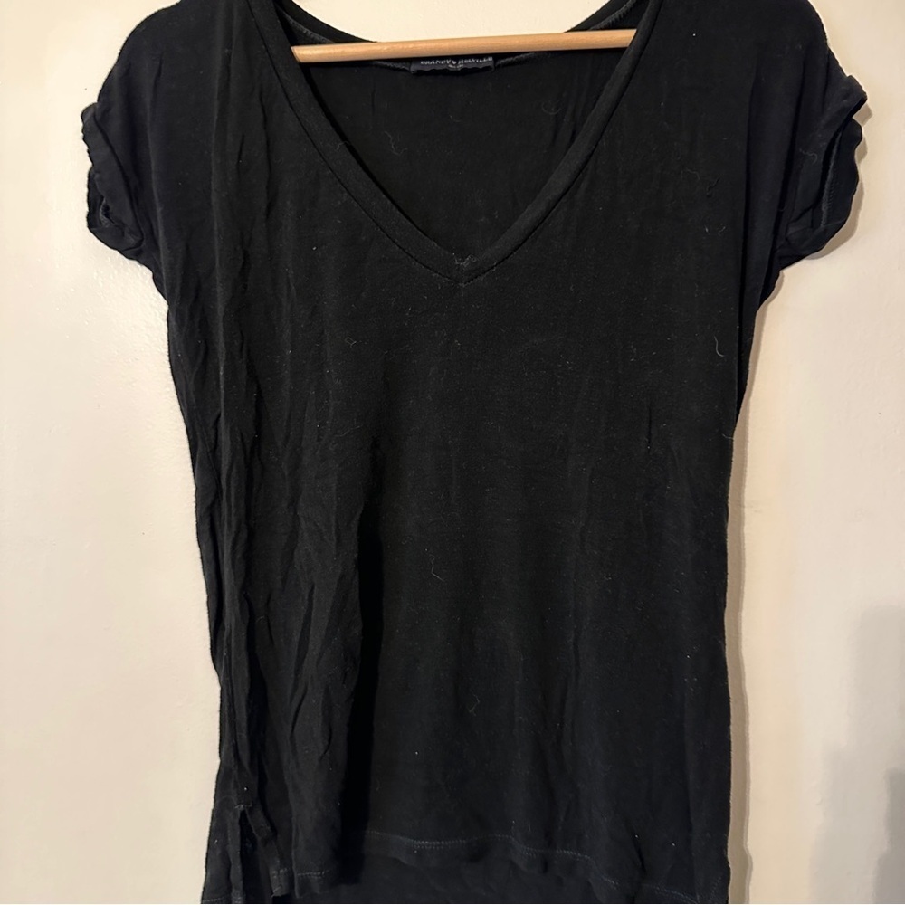 Brandy Melville V-Neck Black T-shirt one size